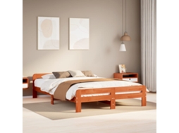 Cama Sem Colchão 150x200 Cm Madeira Pinho Maciça Castanho-mel