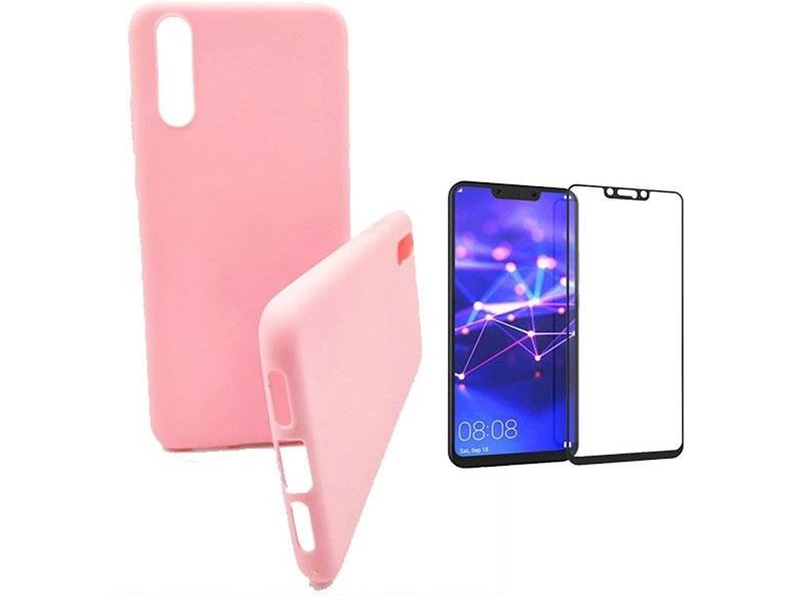 Kit Capa e Película Vidro 5D Full Cover Huawei P20 Silicone Rosa
