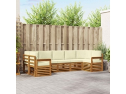 Vidaxl Conjunto De Sofá Sectional Com Almofada 7 Pcs Natural E Creme