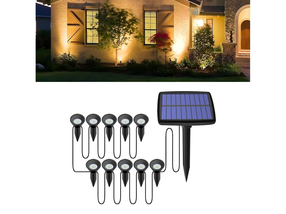 Projetor Solar De Jardim,10 Leds 3000k,ip44 À Prova Dágua Para Caminhos,plantas E Decoração Externa Btforus