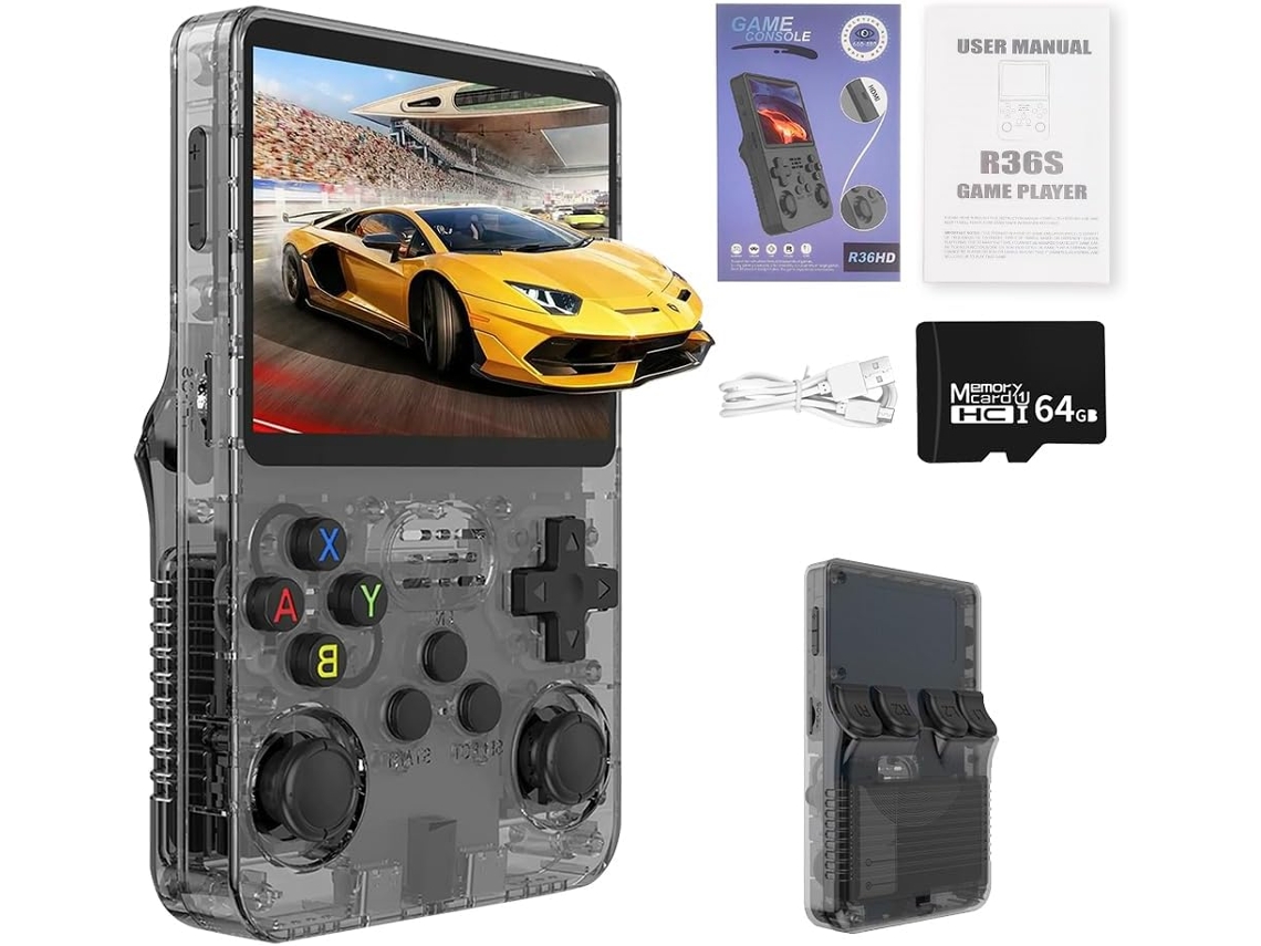 Console de Jogos Portátil Retrô R36s VONKELIOS com Tela Hd 3,5 Polegadas, 15.000 Clássicos