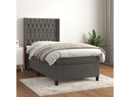Vidaxl Cama Com Molas/colchão 80x200 Cm Veludo Cinza-escuro