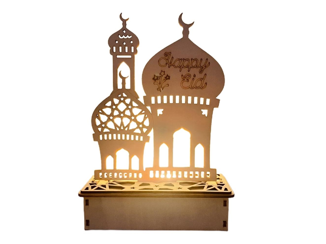Lâmpada Led De Madeira Laxiscreed Para Decoração De Ramadan E Eid, Luz Noturna Portátil E Ornamento De Mesa