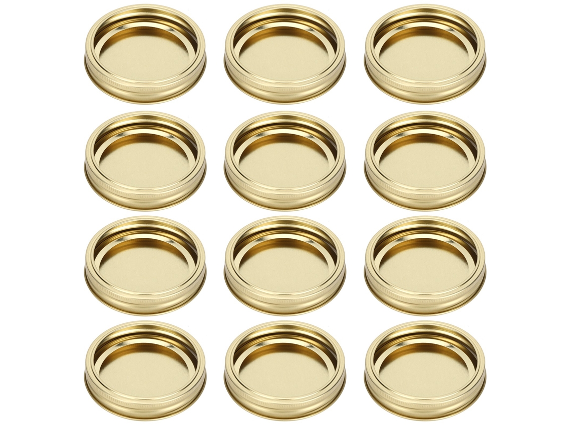 Nova Line 12 Tampas de Pote de Vidro Divisíveis Aço Inoxidável Selante Resistente À Vazamento Ouro Xh00179