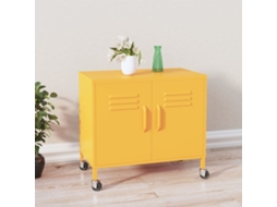 Vidaxl Armário De Arrumação Aço 60x35x56 Cm Amarelo Mostarda