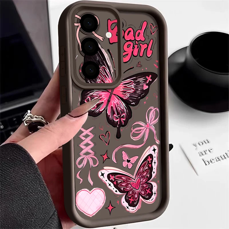 Capa Para Celular Galaxy A37 Com Estampa De Borboleta Rosa (café), Capa Macia De Tpu.