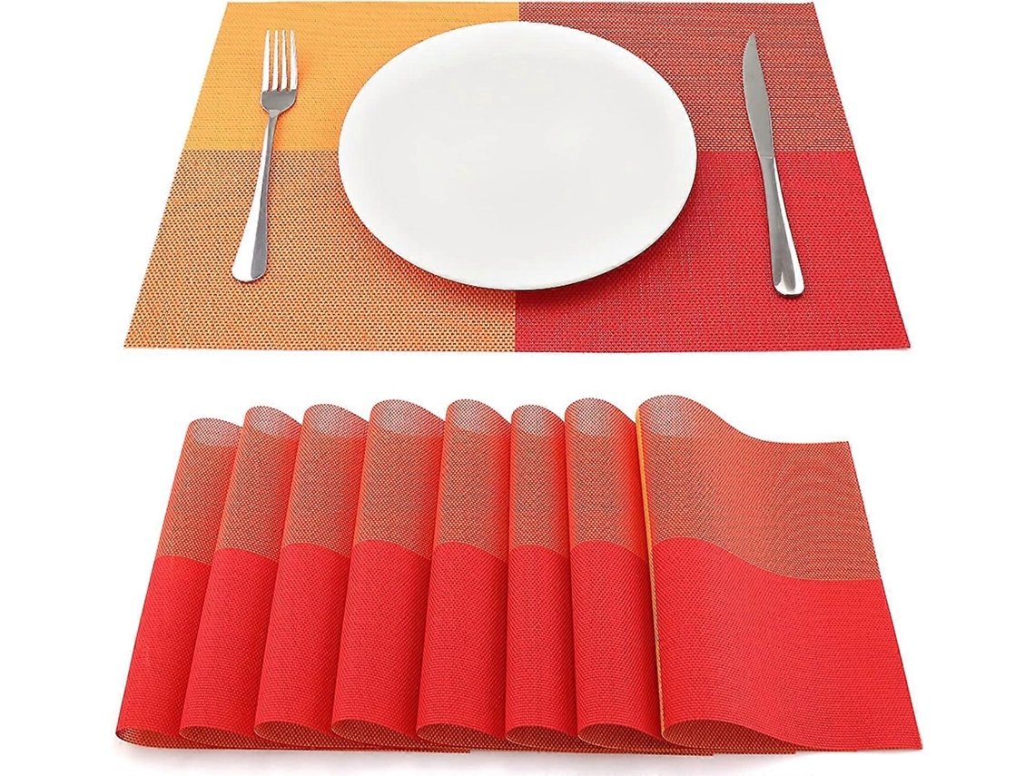 Lot De 8 Sets De Table Vinyle 45 Cm X 30 Cm, Rouge, Rsistant L'usu