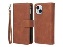 Capa Para Iphone 15 Pele Sintética Com Porta-cartões Castanho