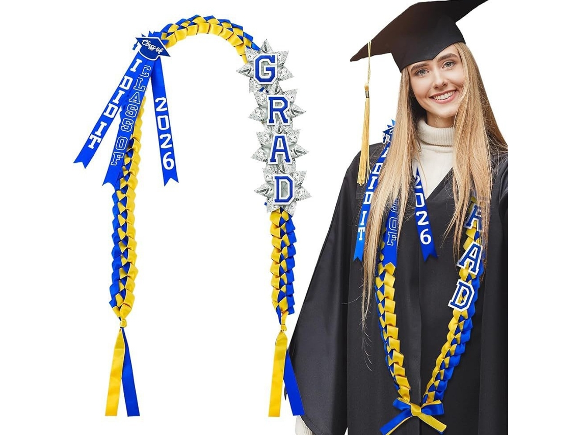 Colar com coroa de flores amarela para formatura 2026 SIURN