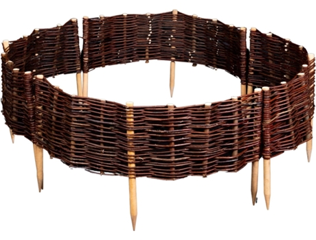 Conjunto De 4 Cercas Redondas De Jardim 45x20 Cm - Feitas À Mão - Para Canteiros De Flores, Hortas, Canteiros - Cercas De Jardim - Cercas De Vime