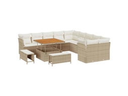 Maison Exclusive - Conjunto De Sofá De Jardim 13 Pcs Bege E Creme Vime Pe