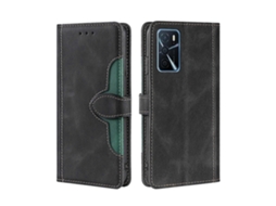 Capa De Celular Oppo A16 Em Couro Com Fecho Magnético E Toque De Palha.