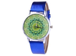 Relógio de quartzo unissex Zhoulianfa T422-yx com pulseira de couro PU, azul