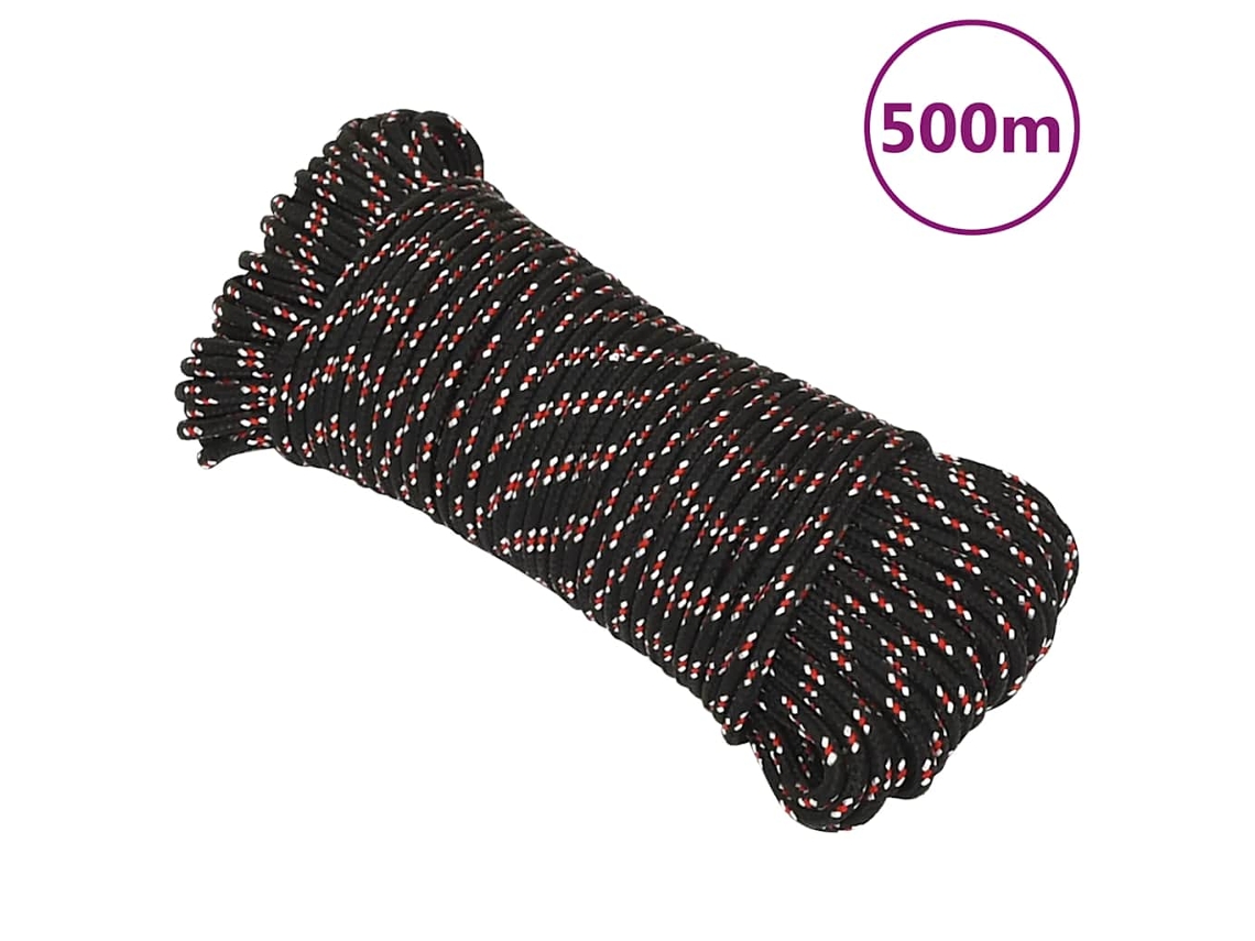 Vidaxl Corda De Barco 3 Mm 500 M Polipropileno Preto