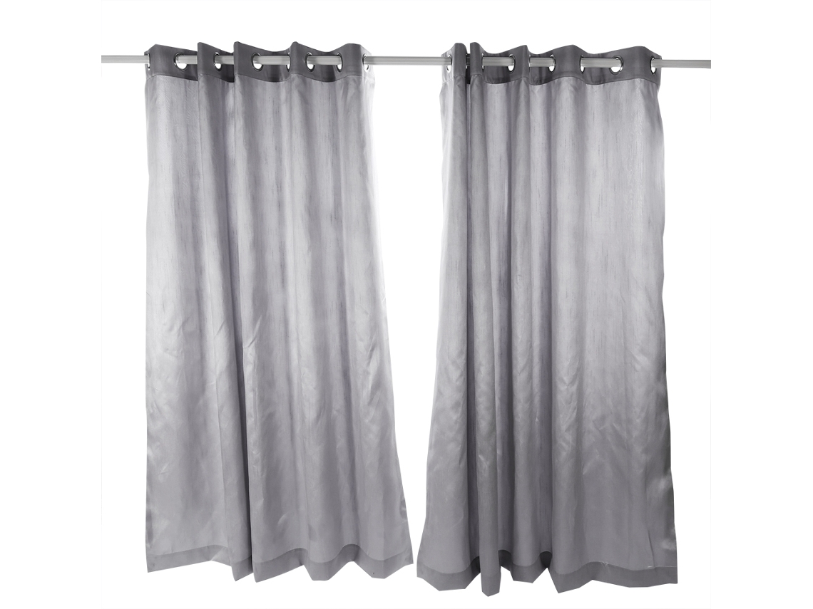 Cortinas De Fio Slub (totalmente Forradas, Com Design De Anel De Ilhós Plissado)