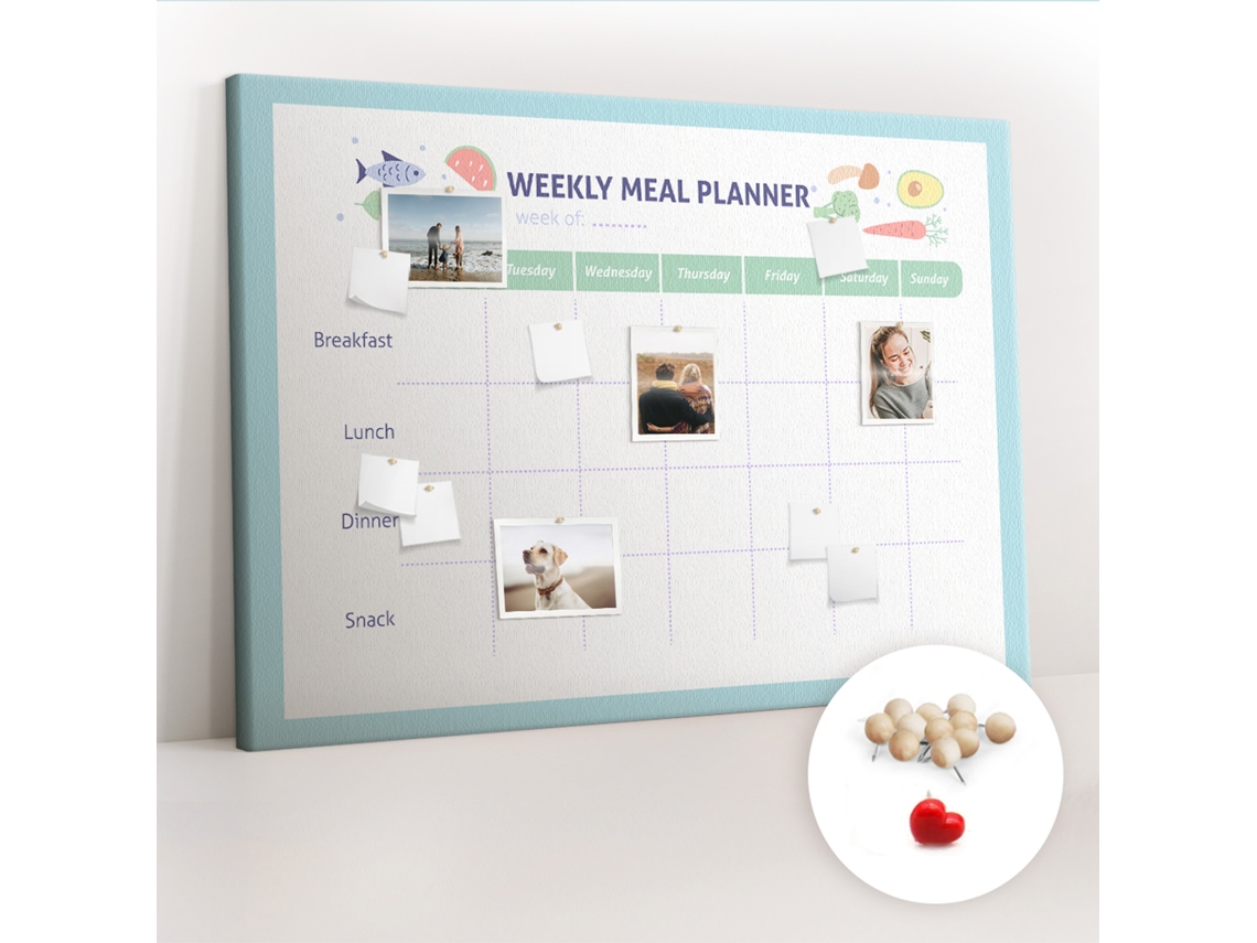 Quadro De Cortiça Com Impressão Planeador De Refeições Para O Escritório Espelharte (140x100 Cm)