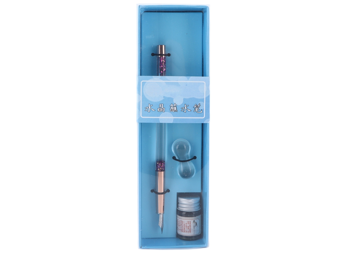 Caneta De Cristal Para Caligrafia Duradera Bonita Decorativa Conjunto De Presente Portátil Tinta Azul