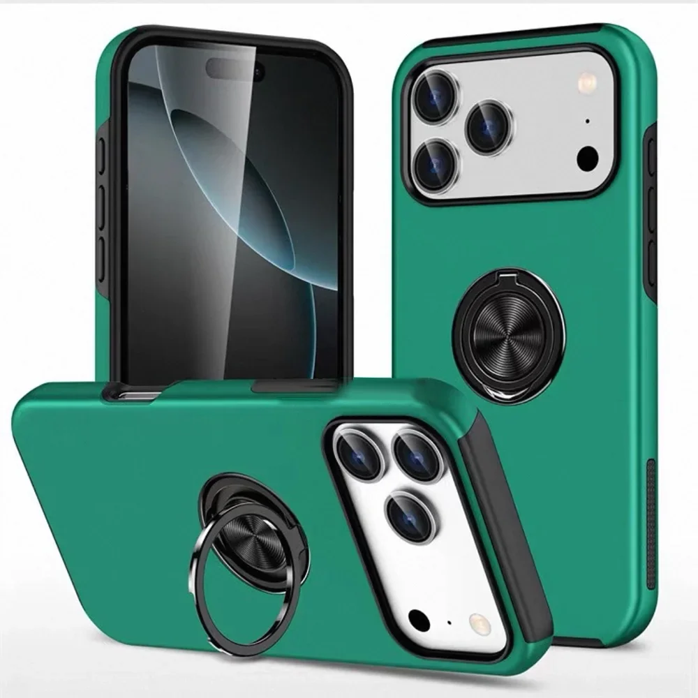 (verde Escuro, Iphone 14 Plus) Capa De Celular Simples Com Suporte Magnético Em Anel, Capa Protetora De Plástico Resistente A Impactos.