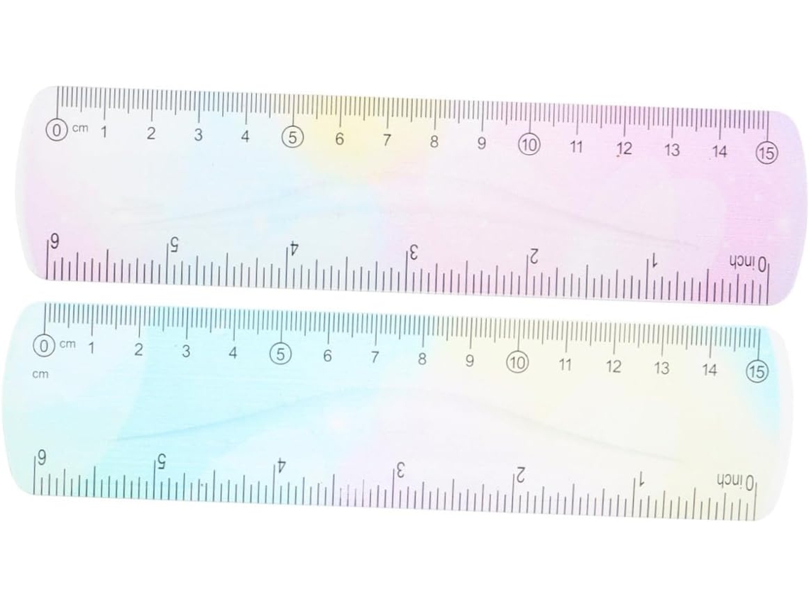 2 Réguas Flexíveis em PVC, 15cm, Macias e Duráveis, Ideais para Estudantes e Uso Não Secretário, para Desenho e Medição