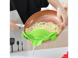 Colador Ajustable de Silicona para Ollas, Sarténs Y Bowls Clip Universal Y Compacto Color Verde