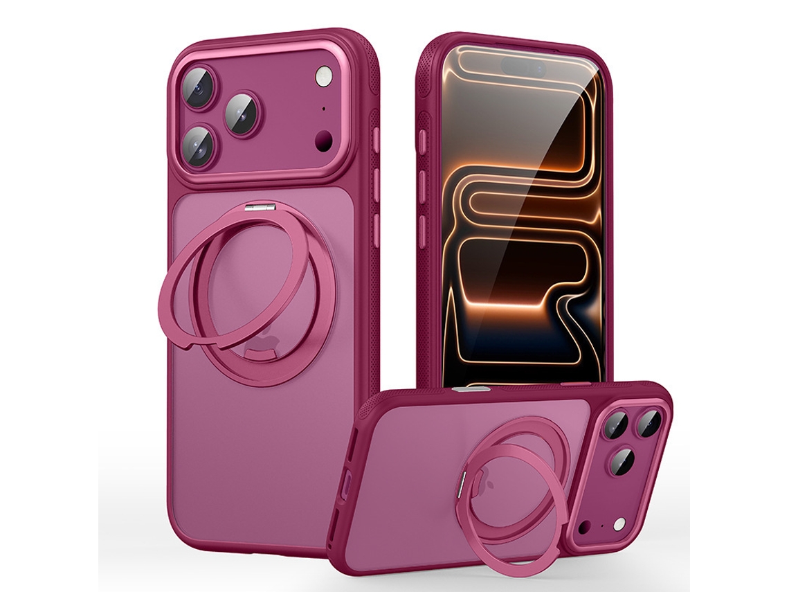Capa Protetora Hibbent Para Iphone 18 Pro Max Com Suporte (bordô)