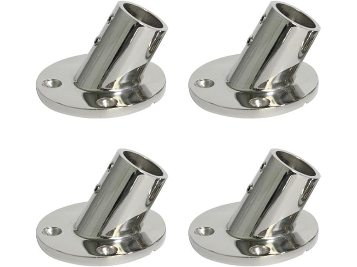 4 tubos SFUSHOS de aço inox com base de 22mm, ângulo de 60°, para corrimão