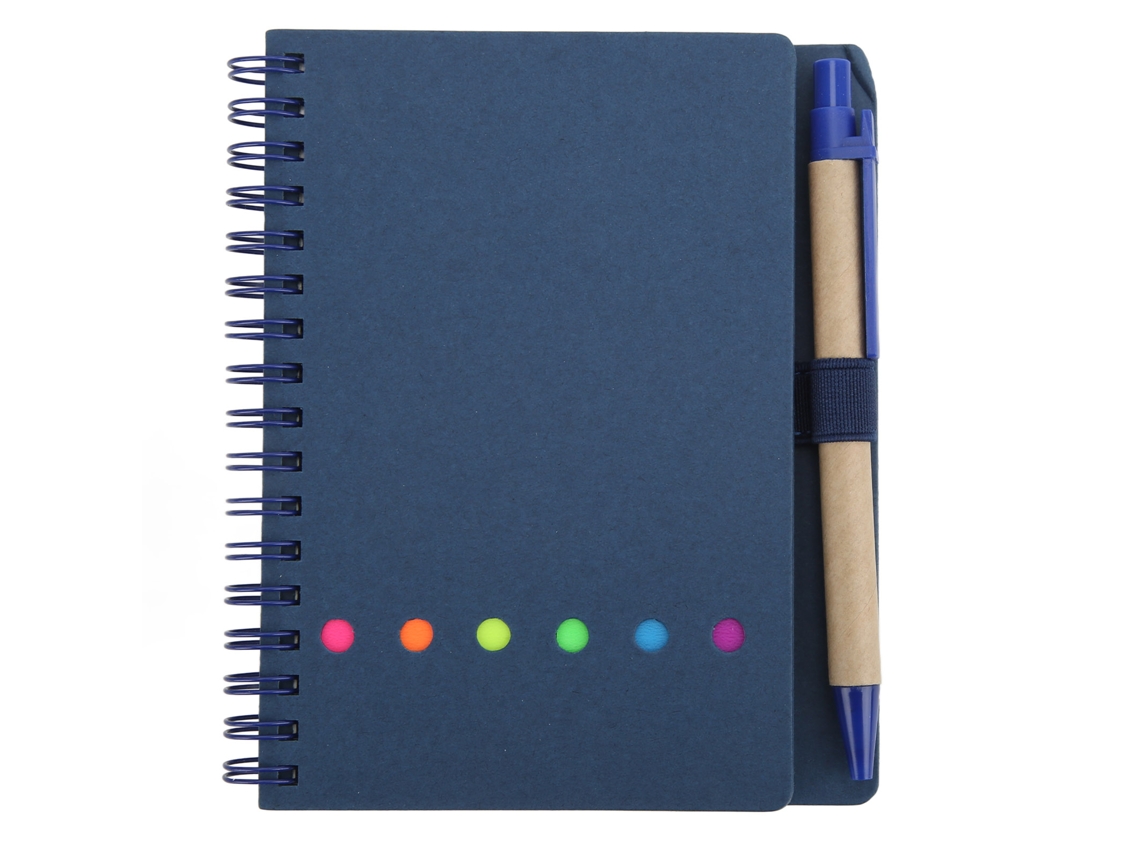 Caderno De Couro Com Espiral Dupla Portátil Simples Com Caneta Inclusa Azul Para Estudantes E Escritório