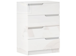 Cômoda 4 Gavetas, Moderna, Madeira, 60x40x85 cm, Branco Brilhante