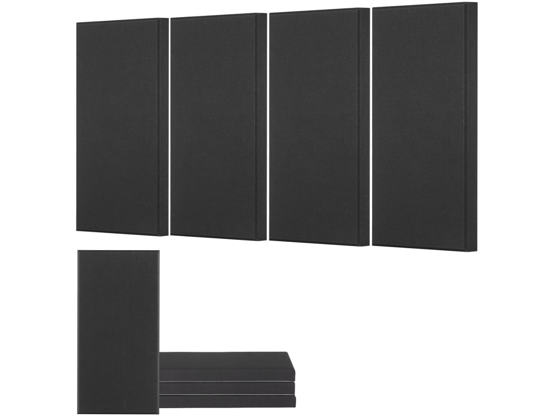 Painéis Acústicos Autocolantes 600x300x50mm Para Isolamento E Redução De Ruído, 4 Peças Pretas Tekmaquinas