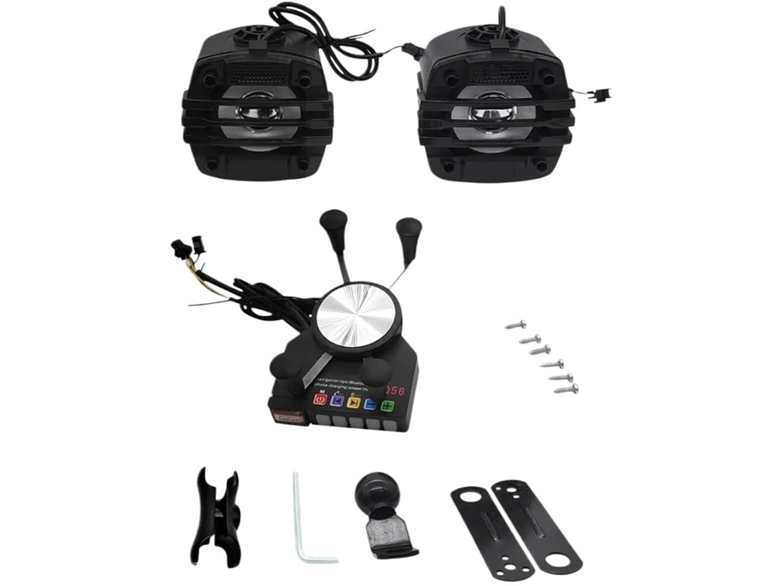 Guidon Audio Amplificador Suporte De Telefone Moto Multifuncional, Charge Haut-parleur Com Acessórios Áudio