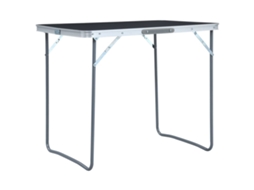Vidaxl Mesa De Campismo Dobrável Com Estrutura Metal 80x60 Cm Cinzento