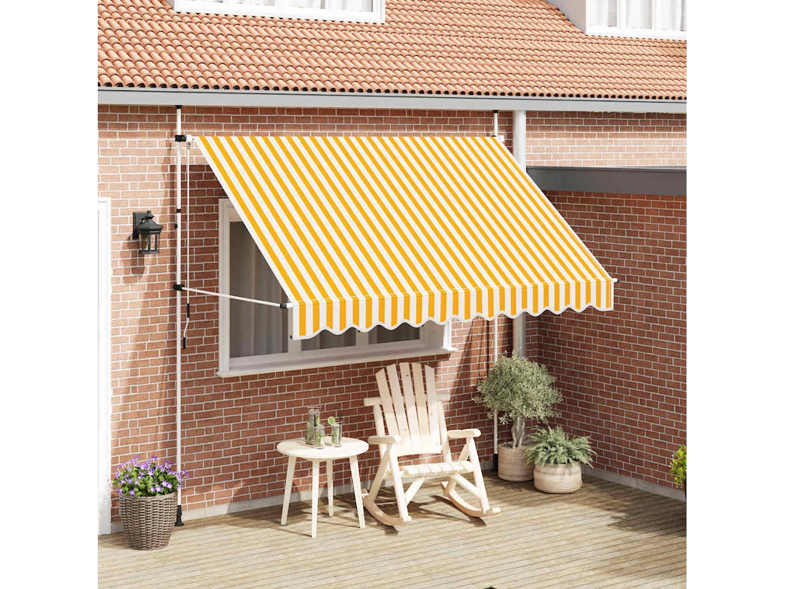 Vidaxl Toldo Retrátil Manual 300 Cm Riscas Laranjas E Brancas