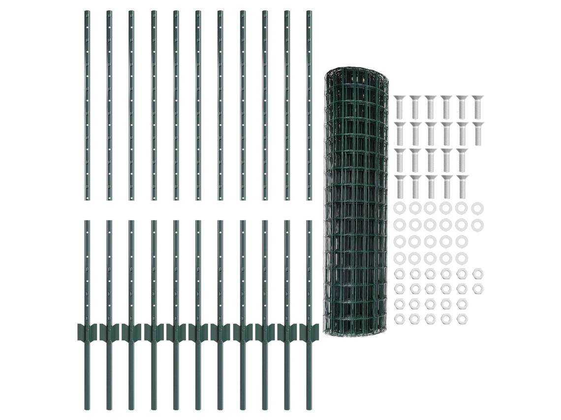 Conjunto 1 Barreira Externa Vidaxl Verde Aço (25 X 1 M)
