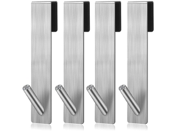 Conjunto De 4 Ganchos Porta Em Aço Inoxidável Para Chuveiro, Sem Necessidade De Furar, Cabide Para Toalhas E Casacos, Ideal Para Banheiro(prateado)