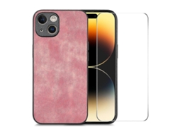 Capa Para Iphone 15 Plus Enkay Estilo Retrô Em Couro Sintético Com Película De Vidro De Alumínio-silício De Alta Qualidade.