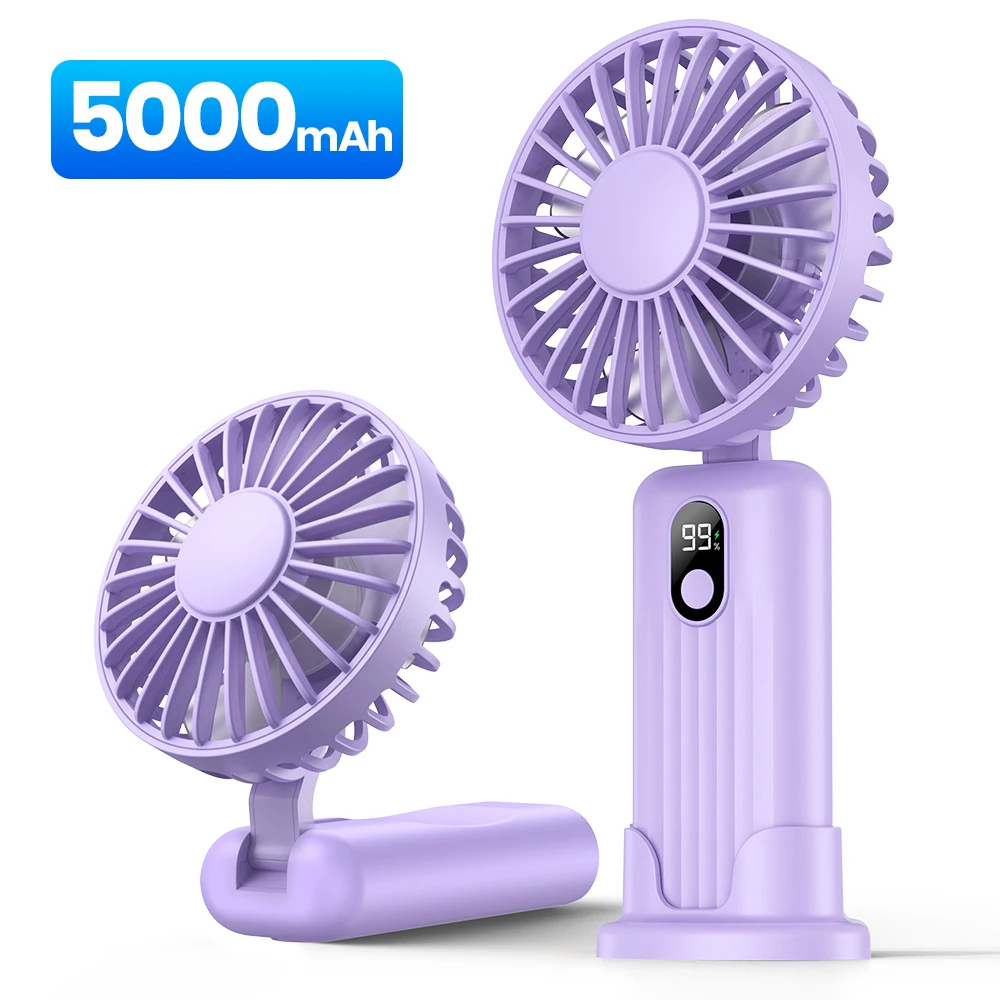 (roxo 5000mah) Mini Ventilador Portátil Usb De 5000mah