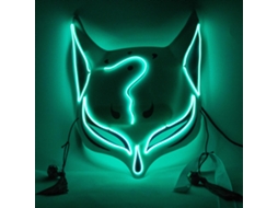 Máscara de Raposa com Led Pvc para Halloween Cosplay Festa Carnaval Ajustável Visível S/MARCA