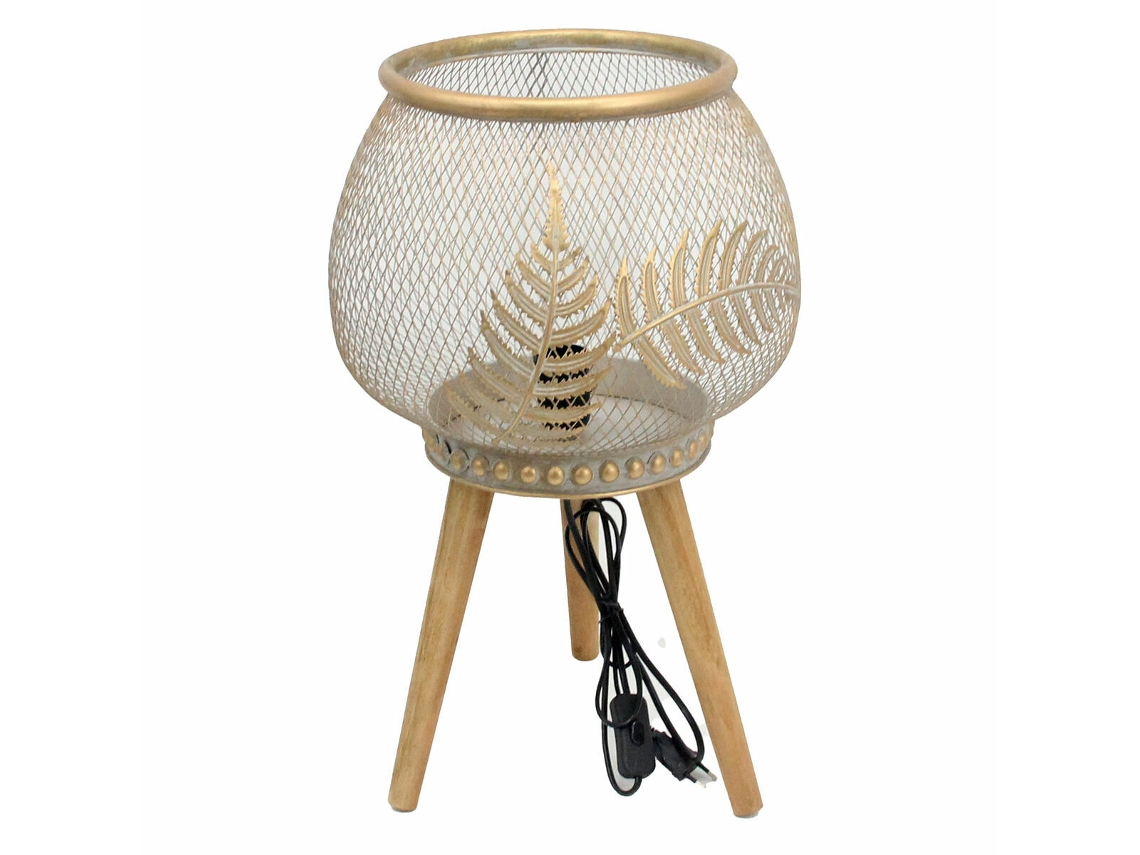 Candeeiro de mesa DKD Home Decor em metal dourado e madeira (33 x 33 x 51 cm)