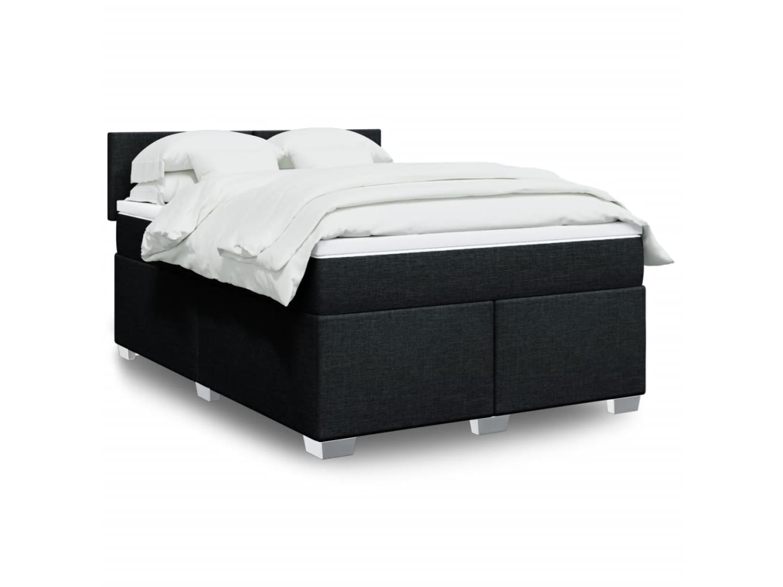 Vidaxl Cama com Molas/colchão 160x200 Cm Tecido Preto