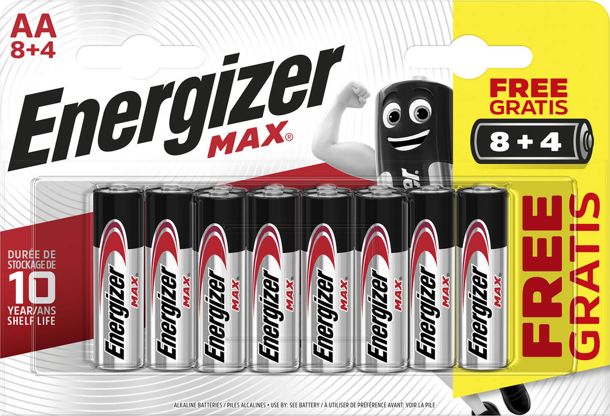 Pilhas ENERGIZER Max Alk AA BP12 8+4