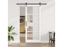 Vidaxl Porta Deslizante 93 X 232 Cm Madeira De Pinho Maciça E Vidro