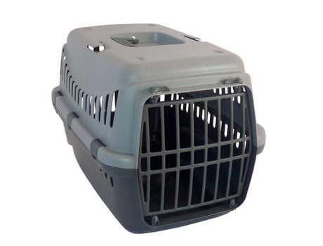 Canil Portátil Cinza Porta-Animais Rígido 46X31X32Cm PET CARRIER