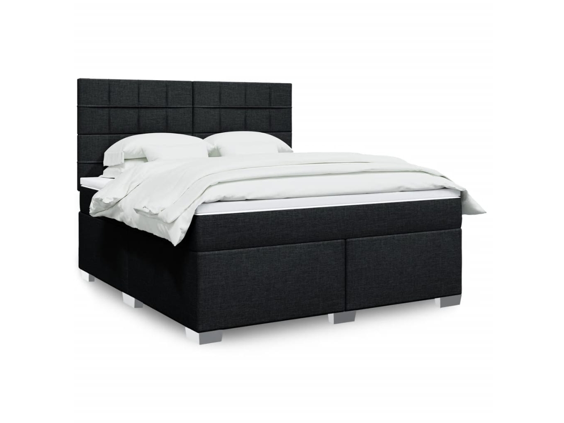 Vidaxl Cama Com Molas/colchão 180x200 Cm Tecido Preto