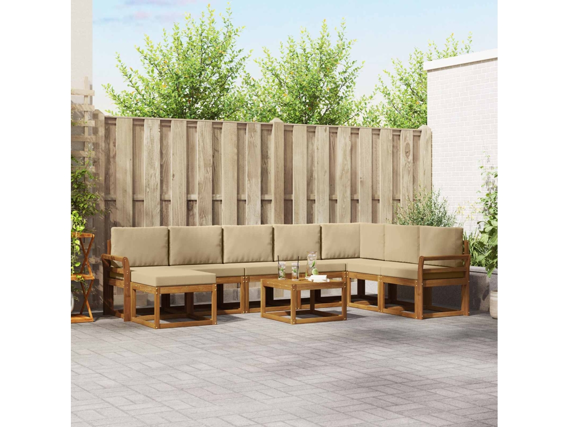 Vidaxl Conjunto De Sofás Para Exterior 9 Unid. Natural E Bege