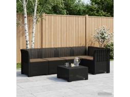 Vidaxl Sofá De Jardim De 5 Pessoas Com Almofadas Visual De Rattan Pp