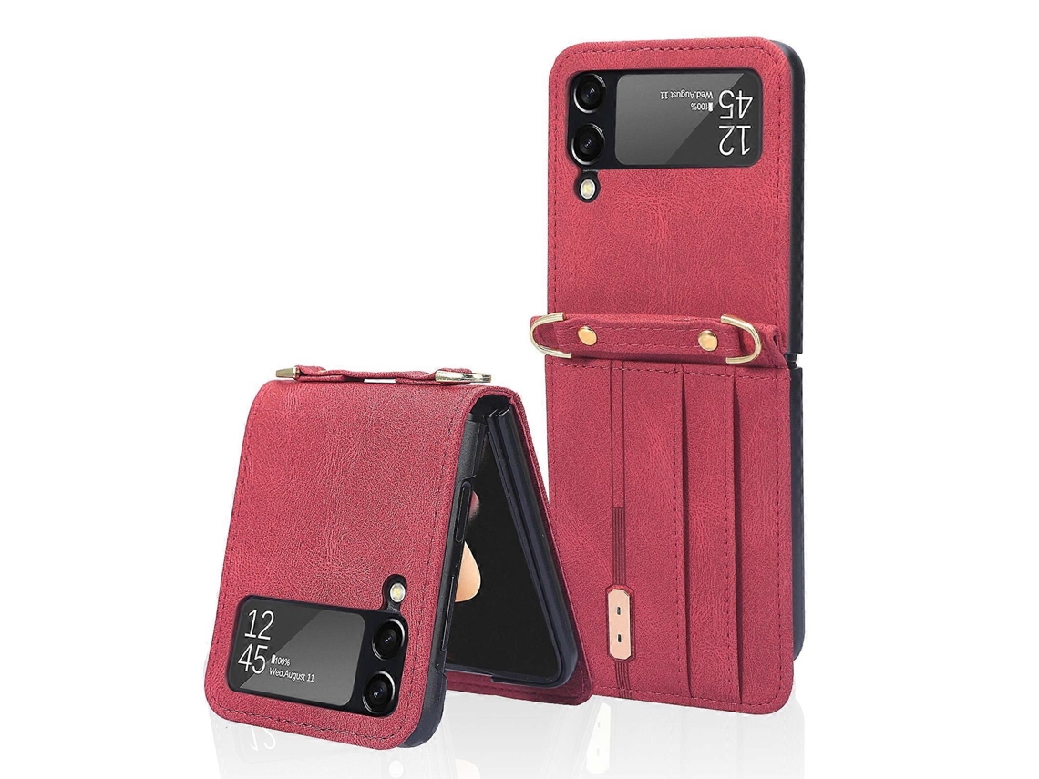 Capa De Celular De Couro Siamês Com Cordão Para Samsung Galaxy Z Flip3 5g Crossbody