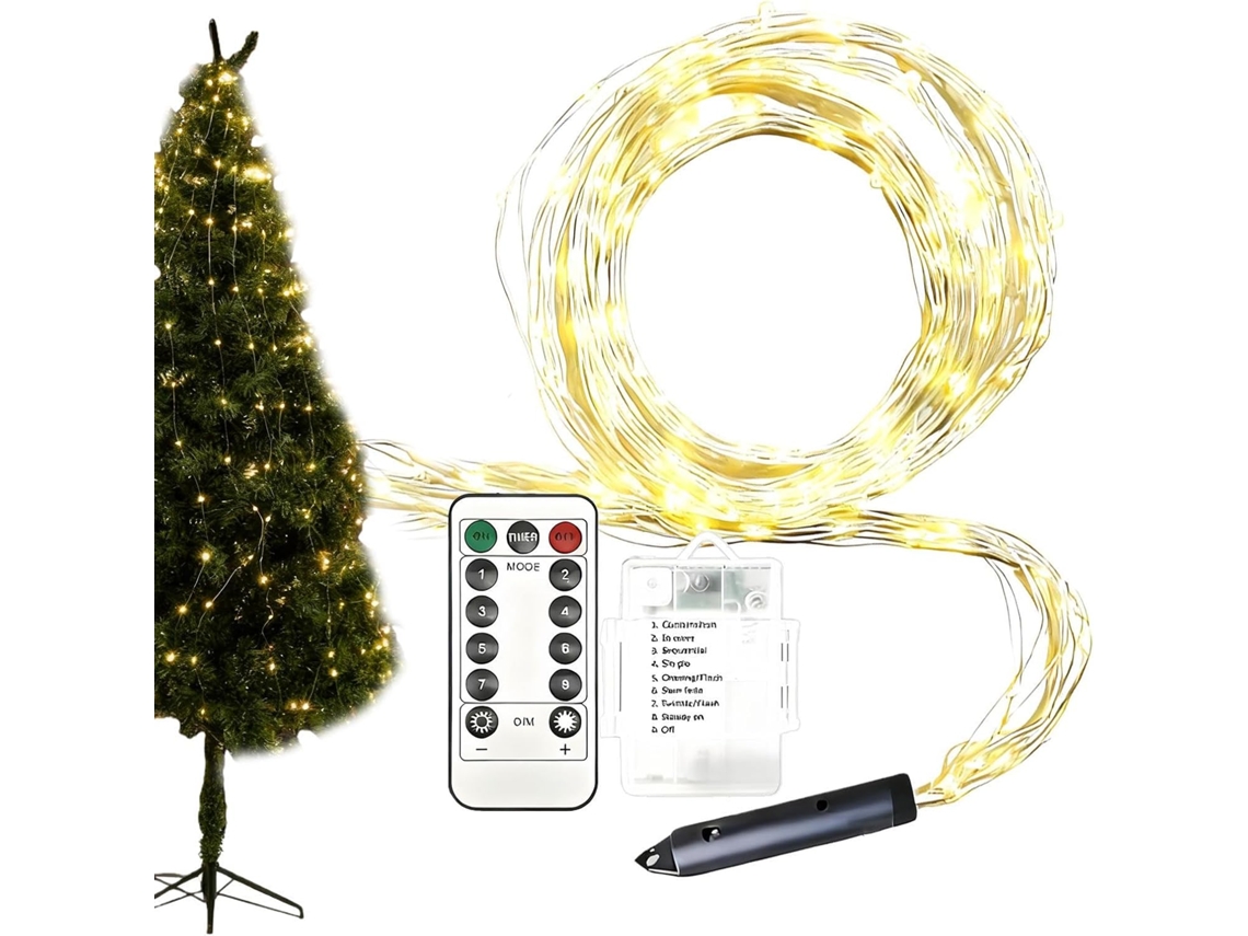 Decoração De Natal Em Forma Cascata Com Led Para Árvore E Controle