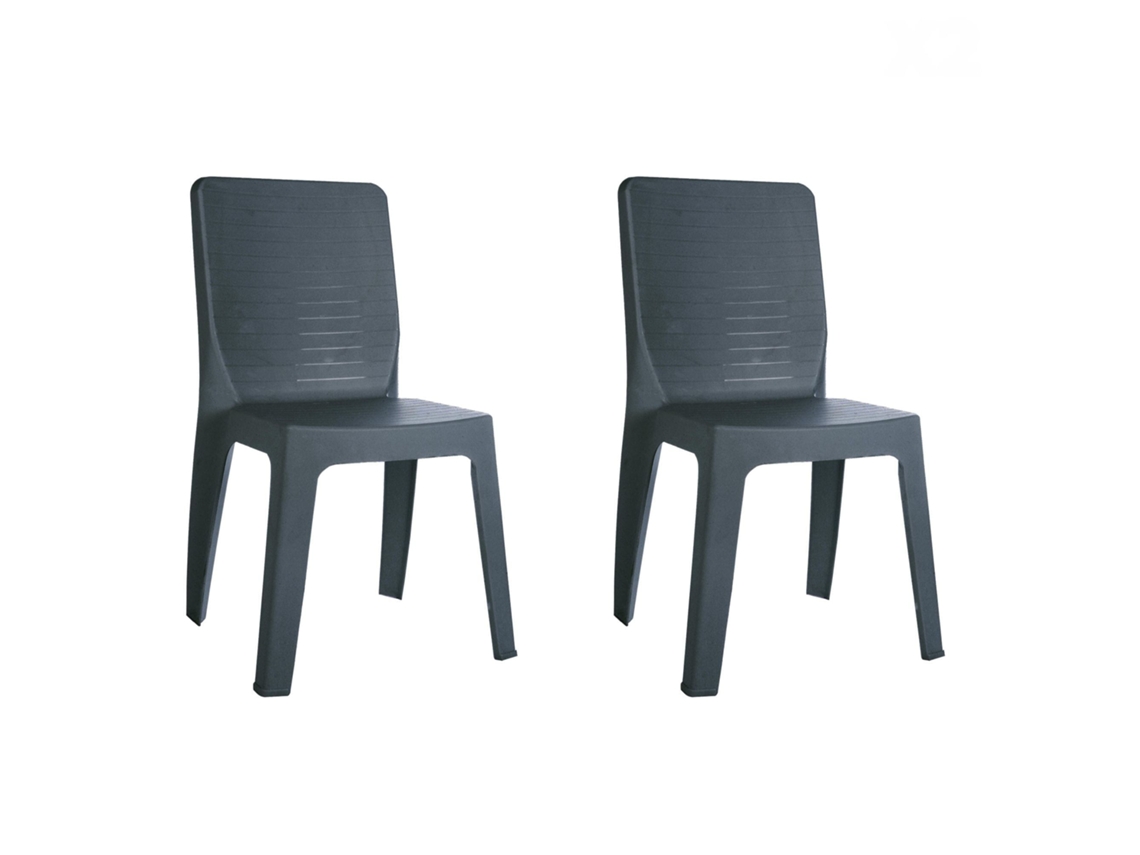 Set 2 Cadeiras Interior, Exterior Cinza Escuro Iris Garbar