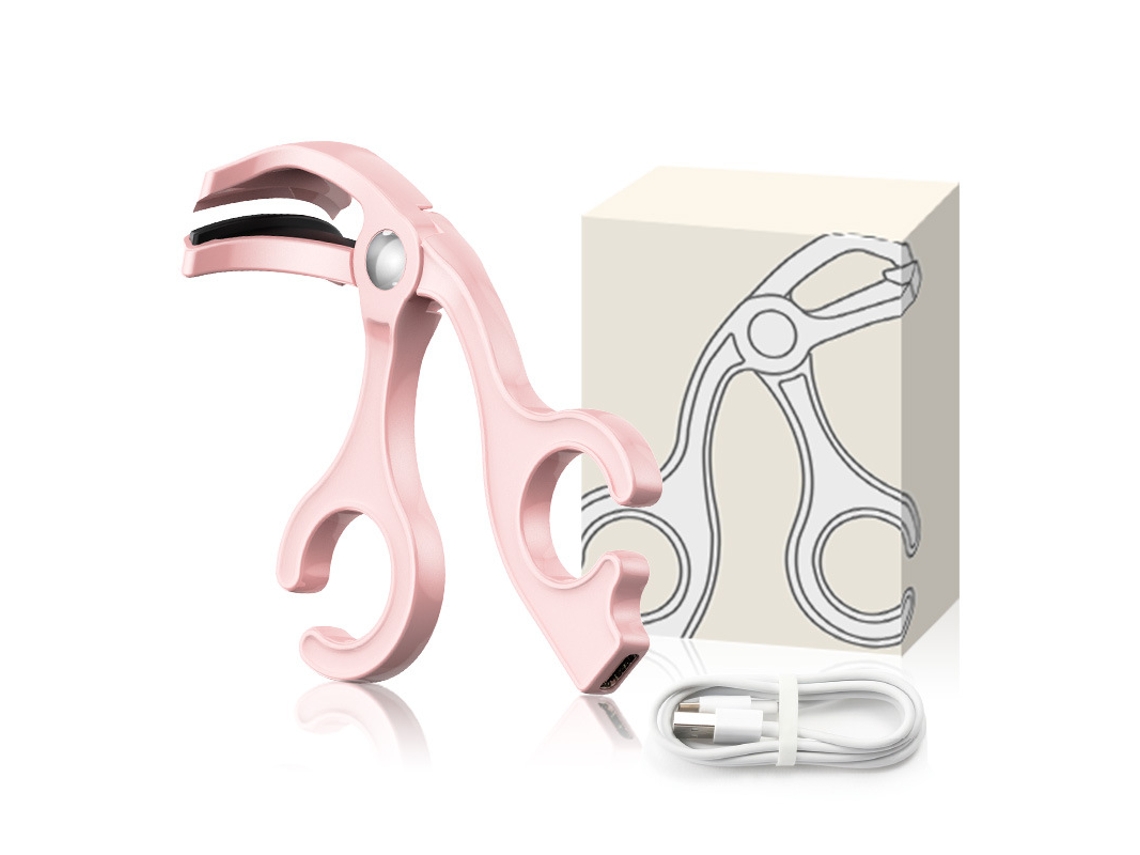 Curvador Elétrico Pestanas - Abertura Larga - Curvatura Longa Duração - Abs/silicone - Rosa