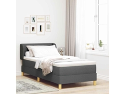 Vidaxl Cama Box Com Cabeceira Cinzento Escuro 80 X 200 Cm Tecido